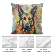 Load image into Gallery viewer, Guardian in Bloom German Shepherd Plush Pillow Case-Cushion Cover-Dog Dad Gifts, Dog Mom Gifts, German Shepherd, Home Decor, Pillows-5