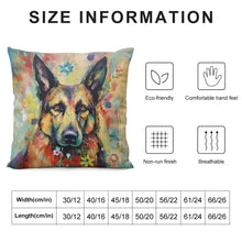 Load image into Gallery viewer, Guardian in Bloom German Shepherd Plush Pillow Case-Cushion Cover-Dog Dad Gifts, Dog Mom Gifts, German Shepherd, Home Decor, Pillows-6