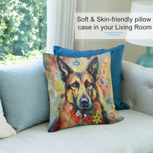 Load image into Gallery viewer, Guardian in Bloom German Shepherd Plush Pillow Case-Cushion Cover-Dog Dad Gifts, Dog Mom Gifts, German Shepherd, Home Decor, Pillows-7