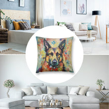 Load image into Gallery viewer, Guardian in Bloom German Shepherd Plush Pillow Case-Cushion Cover-Dog Dad Gifts, Dog Mom Gifts, German Shepherd, Home Decor, Pillows-8
