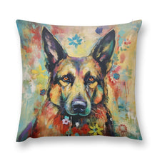 Load image into Gallery viewer, Guardian in Bloom German Shepherd Plush Pillow Case-Cushion Cover-Dog Dad Gifts, Dog Mom Gifts, German Shepherd, Home Decor, Pillows-12 &quot;×12 &quot;-1