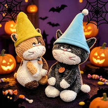 Load image into Gallery viewer, Halloween Cat Plush - Grumpy Elf Hat Calico Cat-4