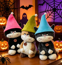 Load image into Gallery viewer, Halloween Cat Plush - Grumpy Elf Hat Calico Cat-6
