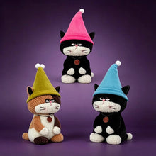 Load image into Gallery viewer, Halloween Cat Plush - Grumpy Elf Hat Gray and White Cat-2