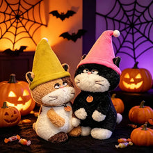 Load image into Gallery viewer, Halloween Cat Plush - Grumpy Elf Hat Gray and White Cat-3