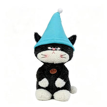 Load image into Gallery viewer, Halloween Cat Plush - Grumpy Elf Hat Gray and White Cat-7