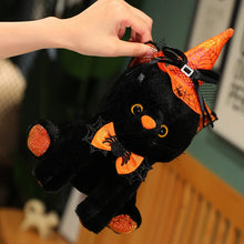 Load image into Gallery viewer, Halloween Orange Cat Plush - Spooky Witch Hat Kitty-13