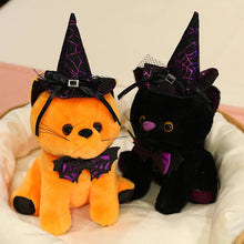 Load image into Gallery viewer, Halloween Orange Cat Plush - Spooky Witch Hat Kitty-9
