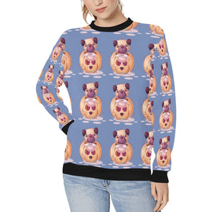 Halloween Pug Love Women's Sweatshirt-Apparel-Apparel, Pug, Sweatshirt-CornflowerBlue-XS-8