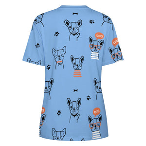 Hand Drawn Boston Terriers All Over Print Women's Cotton T-Shirt - 4 Colors-Apparel-Apparel, Boston Terrier, Shirt, T Shirt-10