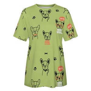 Hand Drawn Boston Terriers All Over Print Women's Cotton T-Shirt - 4 Colors-Apparel-Apparel, Boston Terrier, Shirt, T Shirt-12