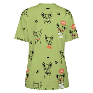 Hand Drawn Boston Terriers All Over Print Women's Cotton T-Shirt - 4 Colors-Apparel-Apparel, Boston Terrier, Shirt, T Shirt-13