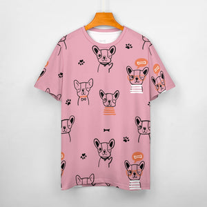 Hand Drawn Boston Terriers All Over Print Women's Cotton T-Shirt - 4 Colors-Apparel-Apparel, Boston Terrier, Shirt, T Shirt-14