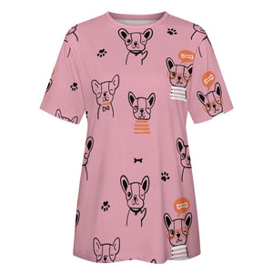 Hand Drawn Boston Terriers All Over Print Women's Cotton T-Shirt - 4 Colors-Apparel-Apparel, Boston Terrier, Shirt, T Shirt-15