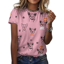 Load image into Gallery viewer, Hand Drawn Boston Terriers All Over Print Women&#39;s Cotton T-Shirt - 4 Colors-Apparel-Apparel, Boston Terrier, Shirt, T Shirt-17