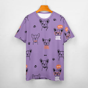 Hand Drawn Boston Terriers All Over Print Women's Cotton T-Shirt - 4 Colors-Apparel-Apparel, Boston Terrier, Shirt, T Shirt-5