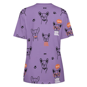 Hand Drawn Boston Terriers All Over Print Women's Cotton T-Shirt - 4 Colors-Apparel-Apparel, Boston Terrier, Shirt, T Shirt-7