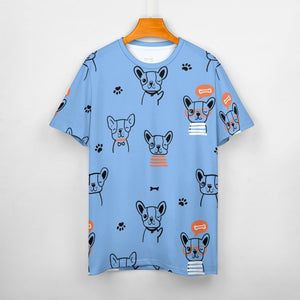 Hand Drawn Boston Terriers All Over Print Women's Cotton T-Shirt - 4 Colors-Apparel-Apparel, Boston Terrier, Shirt, T Shirt-8