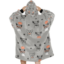 Load image into Gallery viewer, Hand Drawn Boston Terriers Blanket Hoodie for Women-Apparel-Apparel, Blankets-14