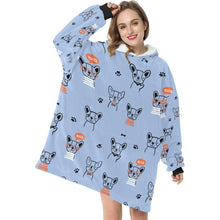 Load image into Gallery viewer, Hand Drawn Boston Terriers Blanket Hoodie for Women-Apparel-Apparel, Blankets-7
