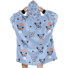Load image into Gallery viewer, Hand Drawn Boston Terriers Blanket Hoodie for Women-Apparel-Apparel, Blankets-8