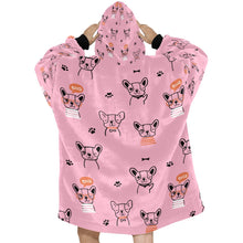 Load image into Gallery viewer, Hand Drawn Boston Terriers Blanket Hoodie for Women-Apparel-Apparel, Blankets-4