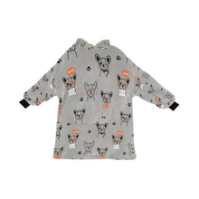 Load image into Gallery viewer, Hand Drawn Boston Terriers Blanket Hoodie for Women-Apparel-Apparel, Blankets-DarkGray-ONE SIZE-13