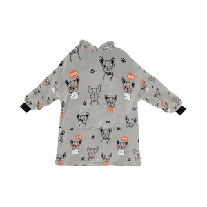 Hand Drawn Boston Terriers Blanket Hoodie for Women-Apparel-Apparel, Blankets-DarkGray-ONE SIZE-13