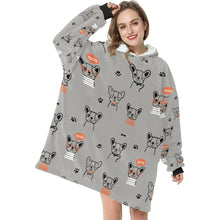 Load image into Gallery viewer, Hand Drawn Boston Terriers Blanket Hoodie for Women-Apparel-Apparel, Blankets-15