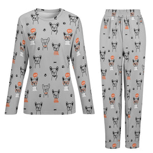 Hand Drawn Boston Terriers Women's Soft Pajama Set - 4 Colors-Pajamas-Apparel, Boston Terrier, Pajamas-24