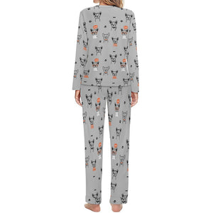 Hand Drawn Boston Terriers Women's Soft Pajama Set - 4 Colors-Pajamas-Apparel, Boston Terrier, Pajamas-26