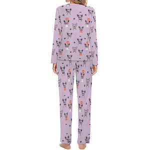 Hand Drawn Boston Terriers Women's Soft Pajama Set - 4 Colors-Pajamas-Apparel, Boston Terrier, Pajamas-6