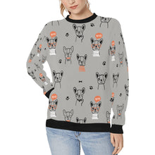 Load image into Gallery viewer, Hand Drawn Cartoon Boston Terriers Women&#39;s Sweatshirt-Apparel-Apparel, Boston Terrier, Sweatshirt-DarkGray-XS-3