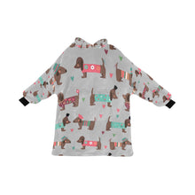 Load image into Gallery viewer, Hand Drawn Chocolate Dachshunds in Love Blanket Hoodie for Women-Apparel-Apparel, Blankets-Silver-ONE SIZE-13