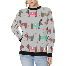 Load image into Gallery viewer, Hand Drawn Chocolate Dachshunds in Love Women&#39;s Sweatshirt-Apparel-Apparel, Dachshund, Sweatshirt-Silver-XS-10