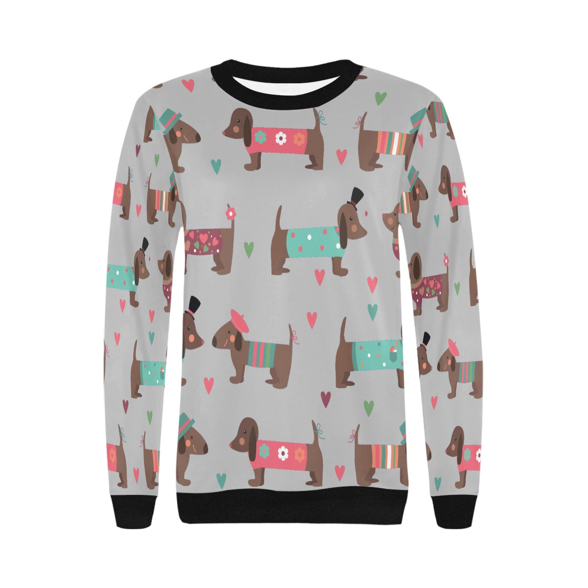 Hand Drawn Chocolate Dachshunds in Love Women's Sweatshirt