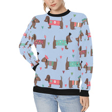 Load image into Gallery viewer, Hand Drawn Chocolate Dachshunds in Love Women&#39;s Sweatshirt-Apparel-Apparel, Dachshund, Sweatshirt-LightSteelBlue-XS-9