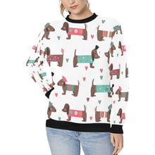 Load image into Gallery viewer, Hand Drawn Chocolate Dachshunds in Love Women&#39;s Sweatshirt-Apparel-Apparel, Dachshund, Sweatshirt-White-XS-1