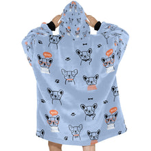 Load image into Gallery viewer, Hand Drawn Frenchies Blanket Hoodie for Women - 4 Colors-Apparel-Apparel, Blankets, French Bulldog, Hoodie-4