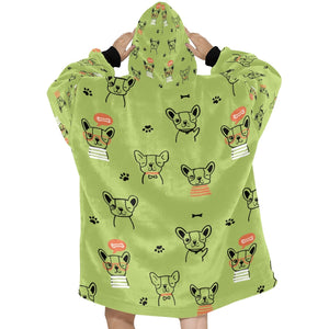 Hand Drawn Frenchies Blanket Hoodie for Women - 4 Colors-Apparel-Apparel, Blankets, French Bulldog, Hoodie-8