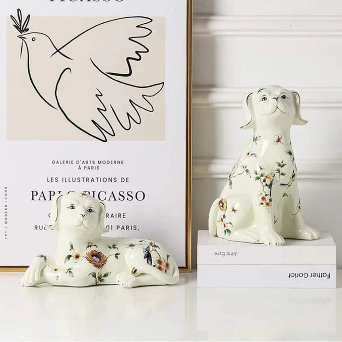 Hand Painted Birdsong Labrador Porcelain Statues-Home Decor-Home Decor, Labrador, Statue-13