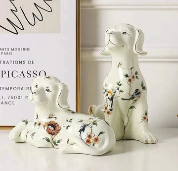 Hand Painted Birdsong Labrador Porcelain Statues-Home Decor-Home Decor, Labrador, Statue-7