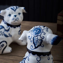 Load image into Gallery viewer, Hand Painted Blue and White Porcelain Pug Statues-Home Decor-Home Decor, Pug, Statue-12