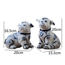 Load image into Gallery viewer, Hand Painted Blue and White Porcelain Pug Statues-Home Decor-Home Decor, Pug, Statue-4