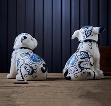 Load image into Gallery viewer, Hand Painted Blue and White Porcelain Pug Statues-Home Decor-Home Decor, Pug, Statue-5