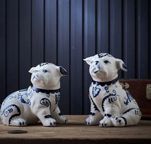 Load image into Gallery viewer, Hand Painted Blue and White Porcelain Pug Statues-Home Decor-Home Decor, Pug, Statue-6