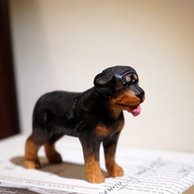 Load image into Gallery viewer, Handmade Rottweiler Wood Carving Figurine-4