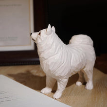 Load image into Gallery viewer, Handmade Wood Carved American Eskimo Dog Small Statue Figurine-2