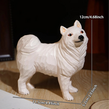 Load image into Gallery viewer, Handmade Wood Carved American Eskimo Dog Small Statue Figurine-4
