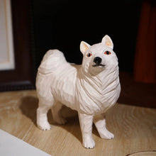 Load image into Gallery viewer, Handmade Wood Carved American Eskimo Dog Small Statue Figurine-6